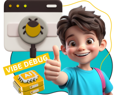 Тестирование & Vibe Debug. Охотники за багами - КИБЕРшкола программирования для детей, компьютерные курсы для школьников, начинающих и подростков - KIBERone г. Москворечье-Сабурово